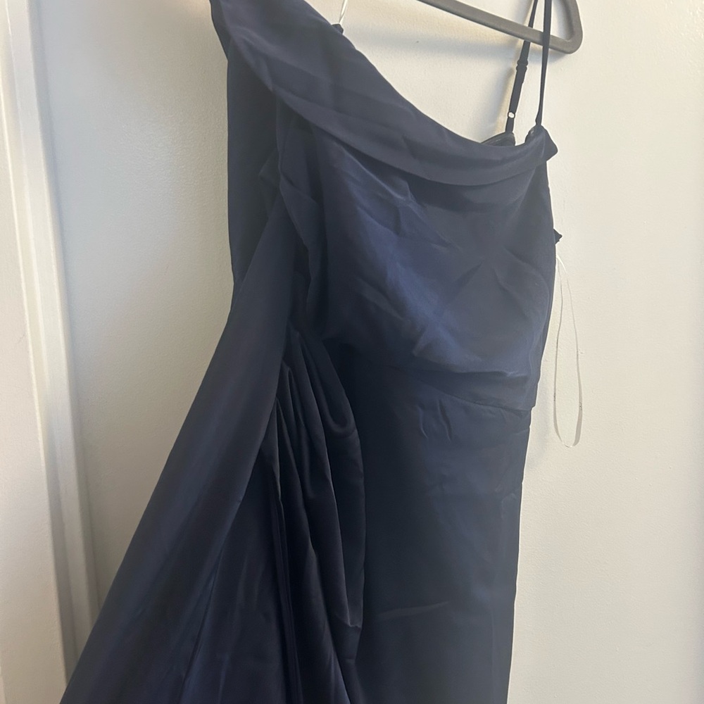 Lulu's Blue Asymmetrical One Shoulder Gown